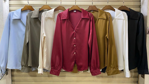 Women V-Neck Collar Down Shirts